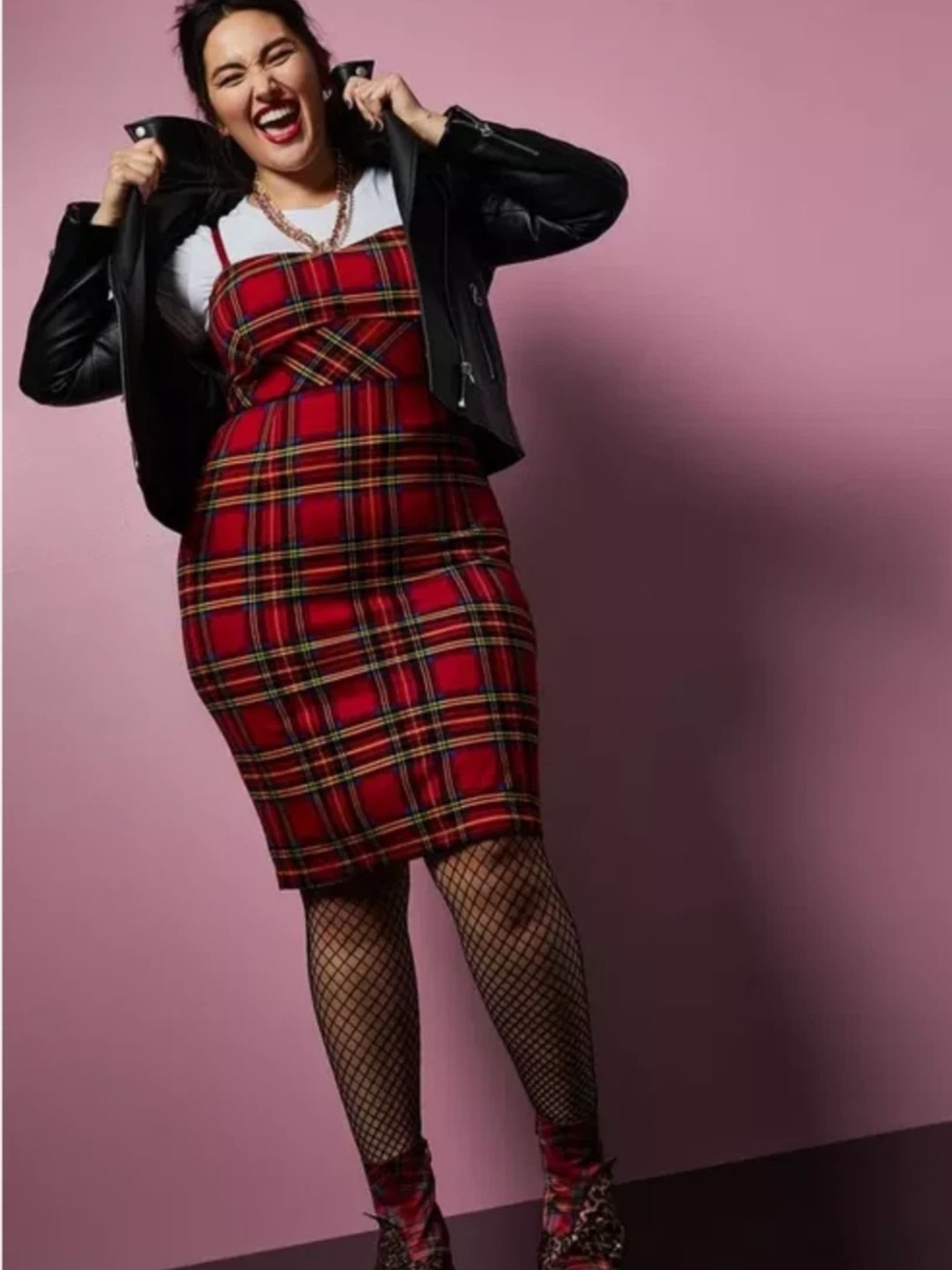 Torrid x Betsey Johnson Women Dress 20 Red Tartan Ponte Strapless Sweetheart